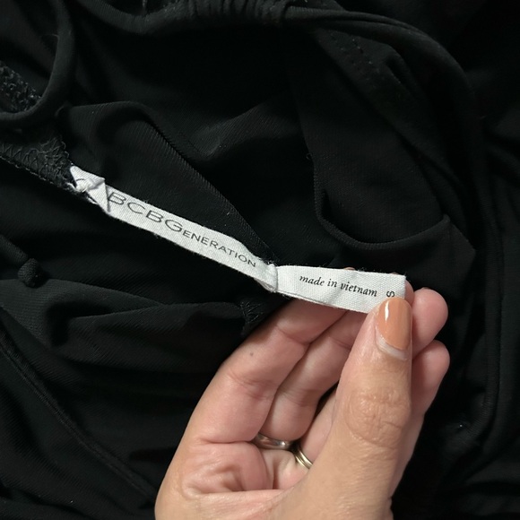 BCBGeneration Black Mini Halter Spaghetti Strap Dress with Cinch and Slit - Picture 3 of 6